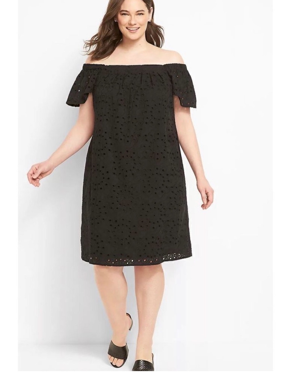 Elegant Black Eyelet Dress